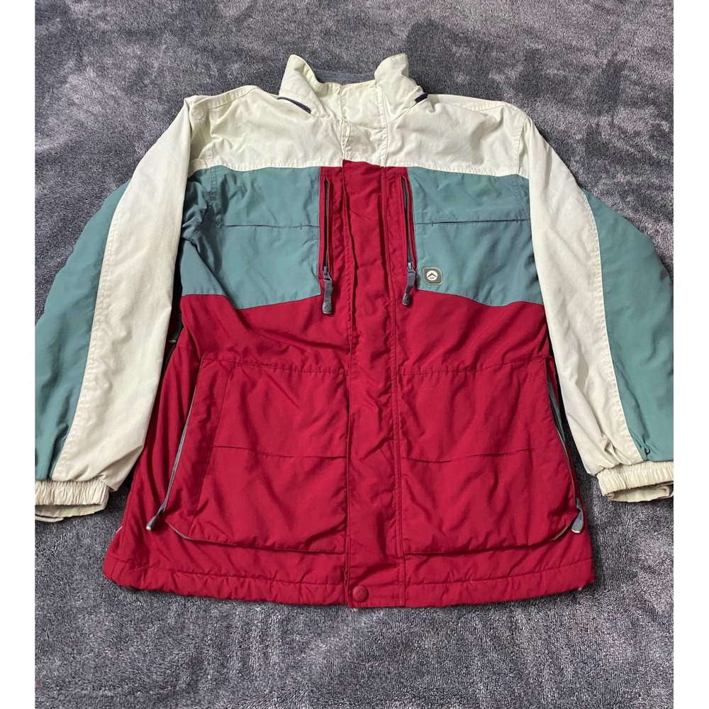 VTG American Eagle Superpipe Board Jacket Mens Medium Red Teal Fleece Lined
